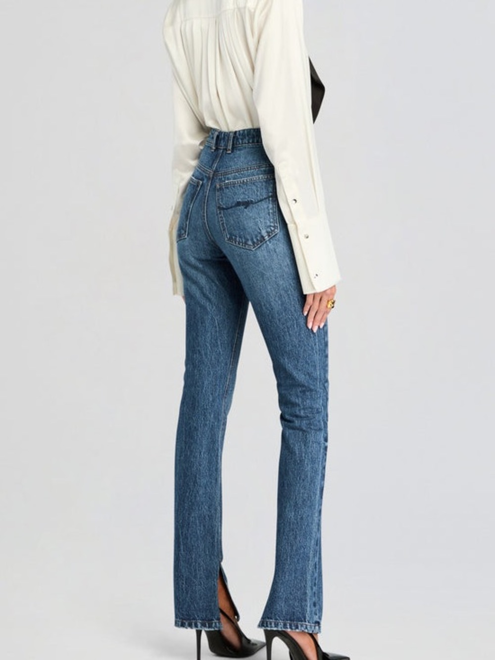 SER.O.YA LAFAYETTE Slim Straight Leg Low Tide Jeans Size W24 L34 Slit Hem - Picture 2 of 15